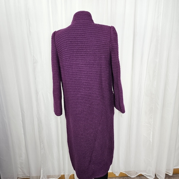 Vintage Charlotte 100% Shetland Wool purple knit duster sweater high neck small - Picture 7 of 10